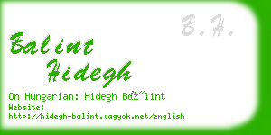 balint hidegh business card
